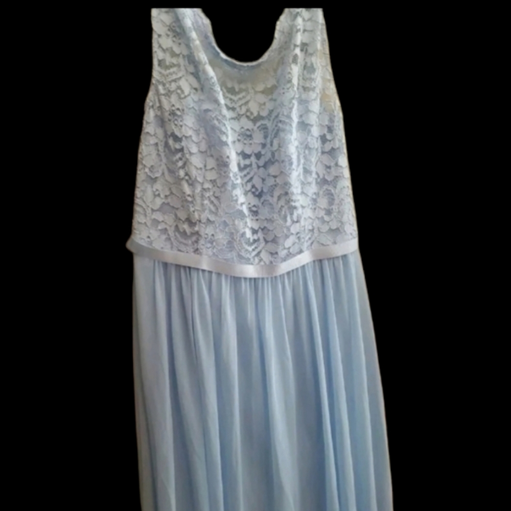 Davids Bridal Short Ice Blue Lace Dress
